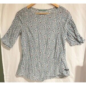 Vintage Y2K Bayo Sustainable Linen Butterfly Pattern Shirt Top Women’s Large EUC